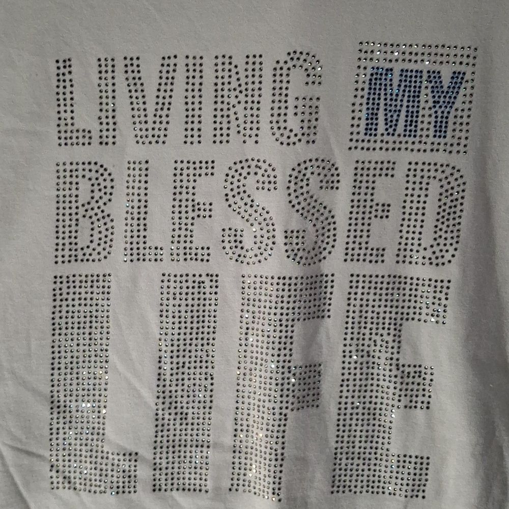 NNWT Living My Blessed Life Rhinestone Tee